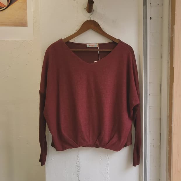 Beams heart 버건디 여성 니트