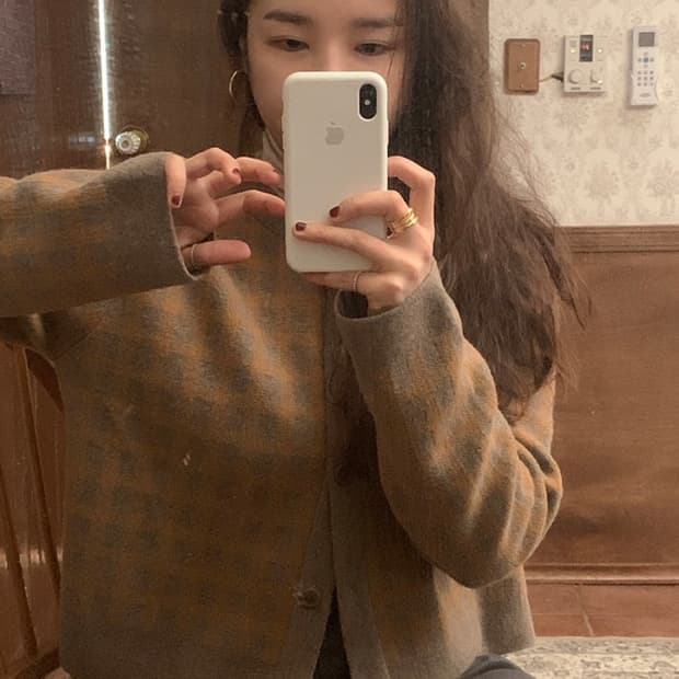메이비베이비 디어리스트 체크 울 가디건