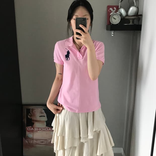 폴로 랄프로렌 빅포니로고 핑크 카라티