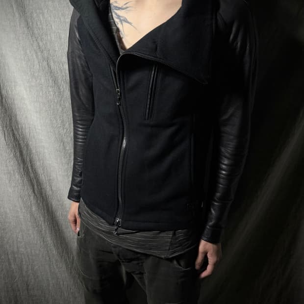 Attachment High Neck Asymmetric Jacket