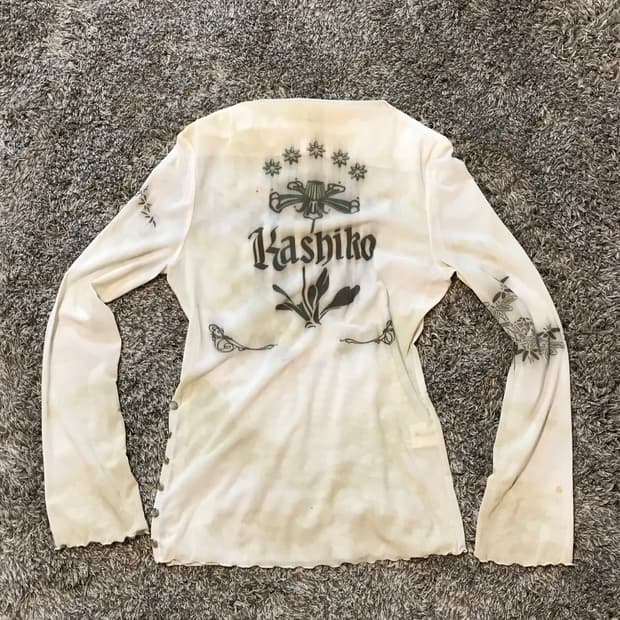 Kashiko Ink Painting Mesh Top