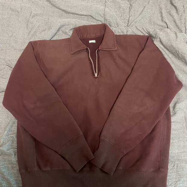 [2] 25aw 아프레쎄 하프 집 스웻 버건디 