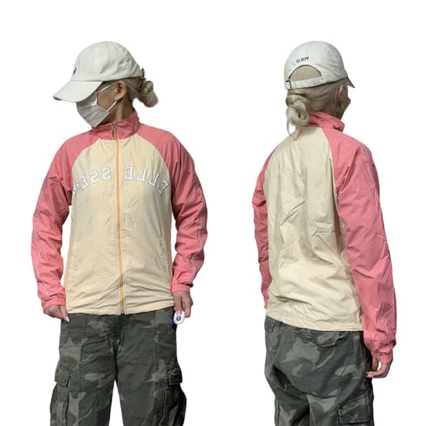 엘레쎄 베이지 핑크 배색 바람막이 자켓 M