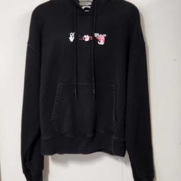 오프화이트 정품 마커 애로우 후드티 S