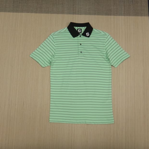 (M) 풋조이 골프 스트라이프 카라넥 반팔 티셔츠
