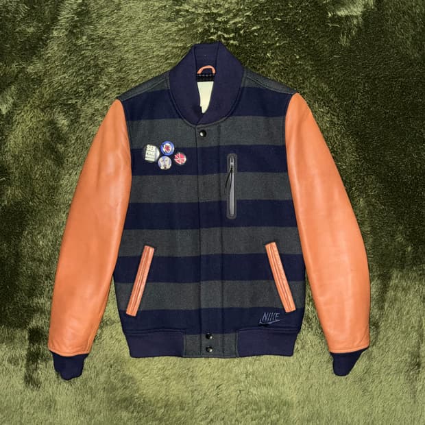 [S] 나이키 라이프 램스킨 슬리브 울 바시티 자켓