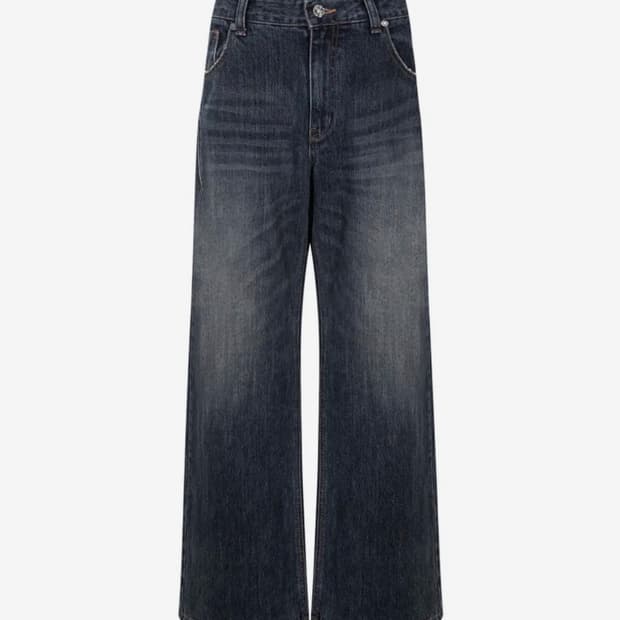 플리즈노팔로우 25데미지 워싱 와이드 데님