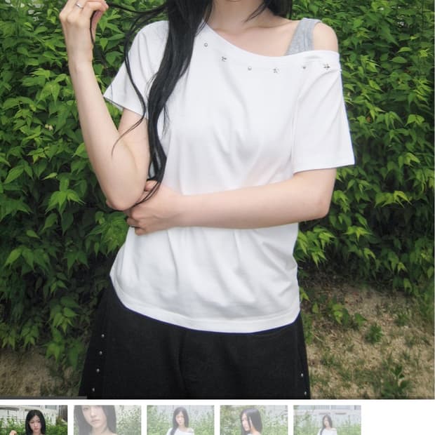 루프 스터드 원숄더 반팔티