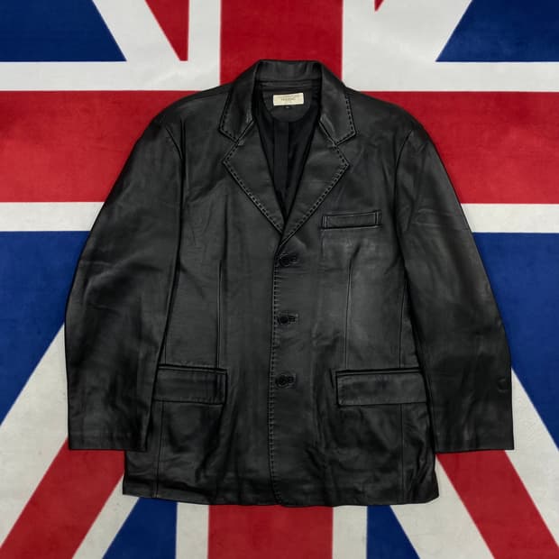 빈티지 리얼레더 오버핏 블레이져 XL 