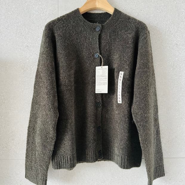 무인양품 무지 여성 울혼방 부클레 가디건 카키그린 L사이즈 새상품 무배