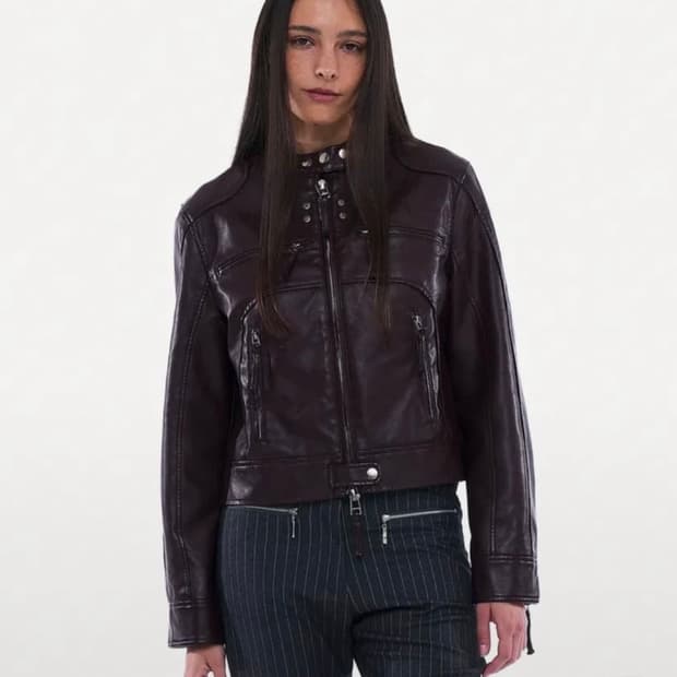 파르티멘토우먼 바이커 레더자켓 플럼 s