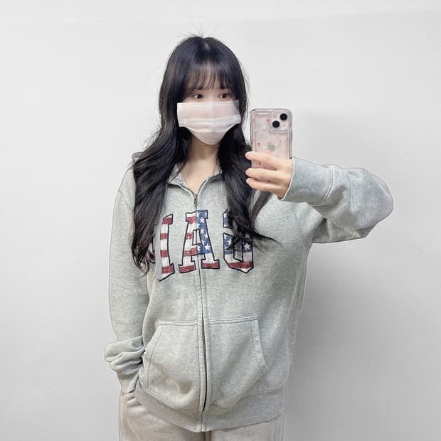 갭 Gap 스펠 로고 후드집업 그레이