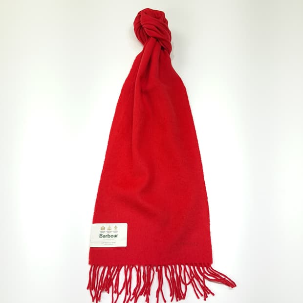 MX499 바버 램스울 로고 자수 레드 머플러 목도리