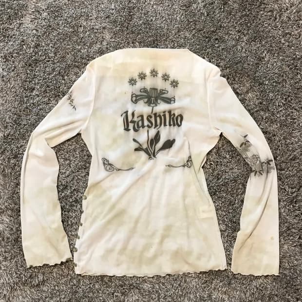 Kashiko Ink Painting Mesh Top