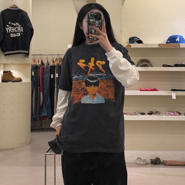 빈티지 아키라 테츠오 프린팅 반팔 티셔츠 U1283