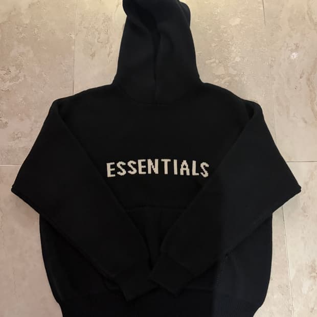 [M]에센셜 니트 후드 블랙