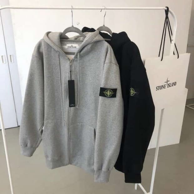 스톤아일랜드 와펜 소프트 후드집업 새상품 (블랙.그레이)