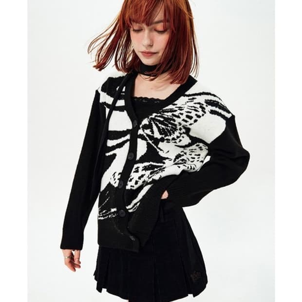 Nasty fancy club) depict knit cardigan