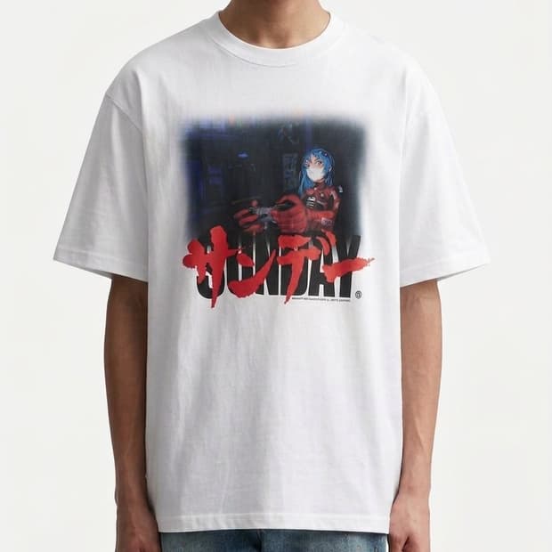 선데이 오프 클럽 애니메이션 반팔티 화이트 L,XL (사이즈2종류)