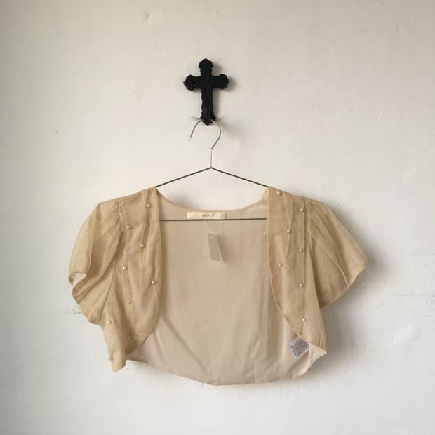 Beads point glitter open bolero