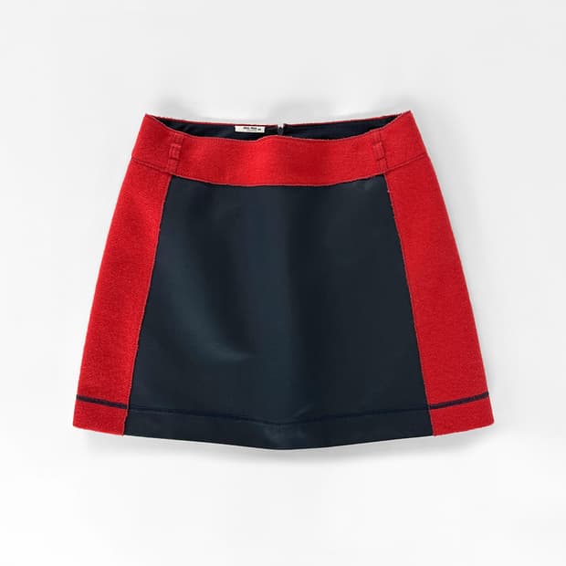 00s 미우 미우 울 모헤어 패널 미니 스커트