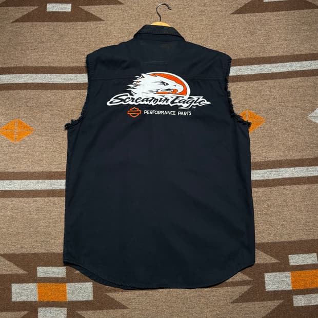 할리데이비슨 스트리밍이글 민소매 셔츠 L 블랙