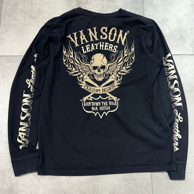 Vanson 밴슨레더 스컬 해골 긴팔 티셔츠
