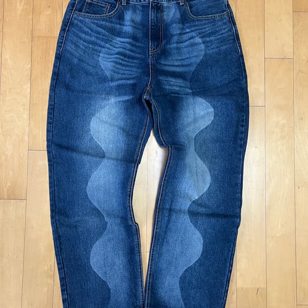 엑스트라오디너리 레이저 커브 프렌트 데님 루즈핏 팬츠 XL 새상품