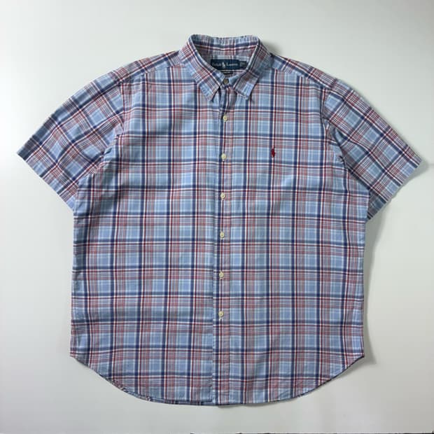 Polo  폴로 랄프로렌 자수 코튼 클래식핏 체크 반팔셔츠