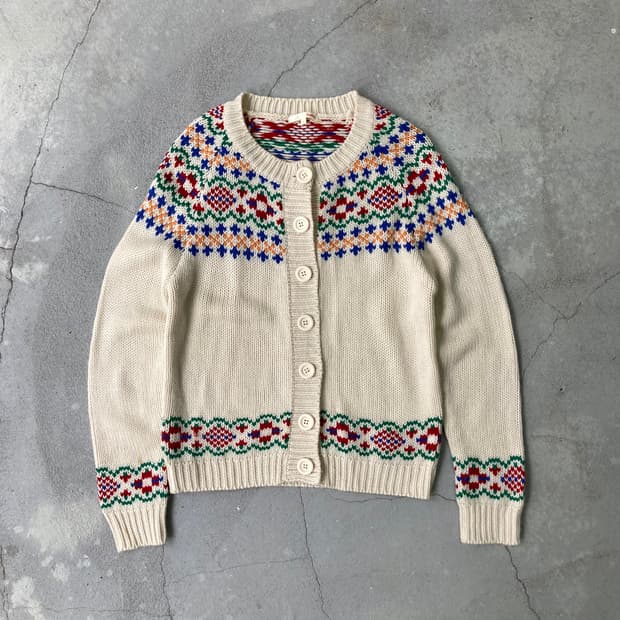  ivory nordic pattern round cardigan