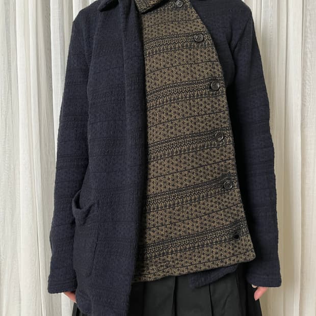 요지야마모토 레이어드 패턴 니트 가디건 Y’s yohji yamamoto