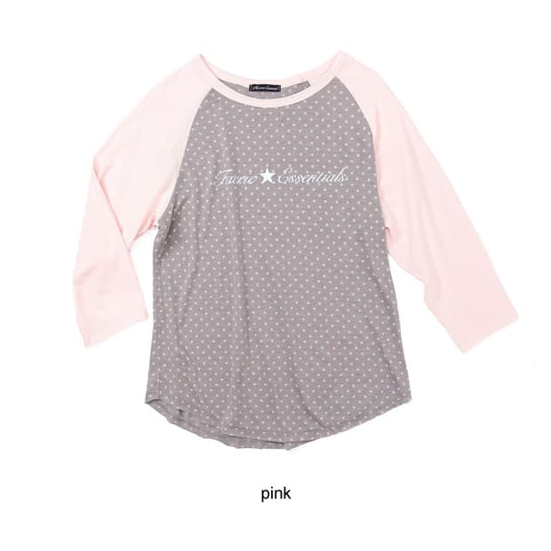 dot raglan sleeve top (pink)