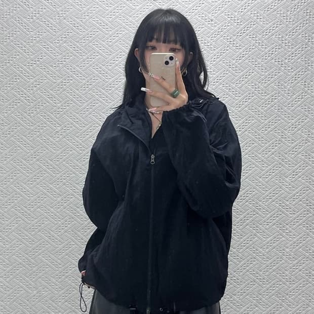 쿠어 빈티지 캐주얼 오버핏 셔링 후드집업 L C11472