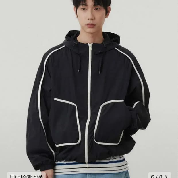 XL / 블랙 ) WMC 라인 윈드브레이커 오버핏 바람막이 자켓