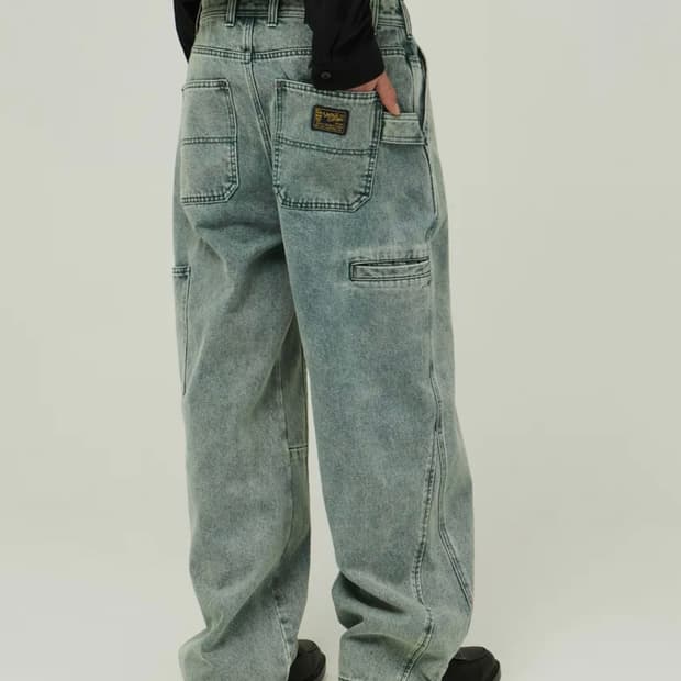 맥우드건 파번 7541 카펜터 빈티지클로딩 와이드핏 카키 컬러데님팬츠