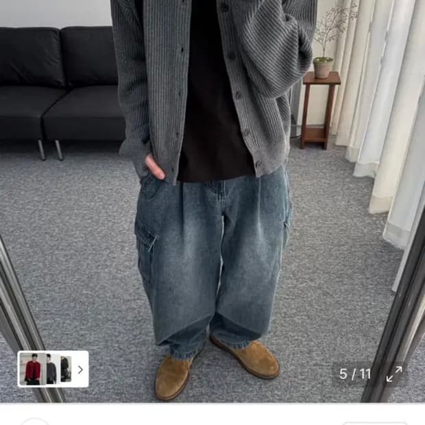 시즈 아카이브 코튼 크롭 니트 m 그레이