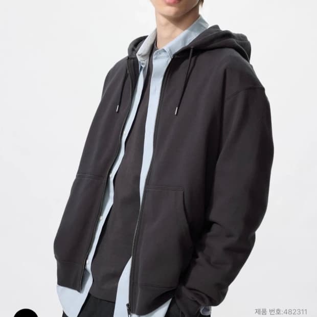 [새상품] 유니클로 스웨트 풀집 파카XS 다크그레이