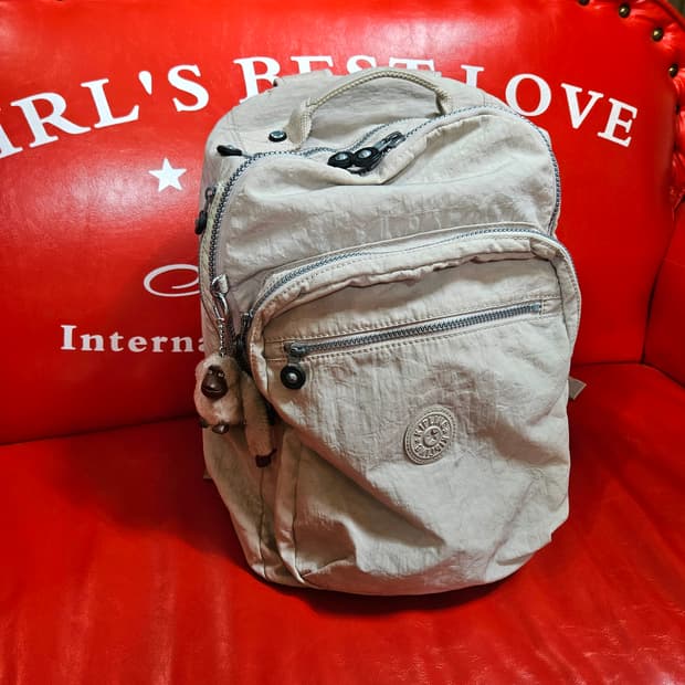 키플링 크림 아이보리 나일론 백팩 Free