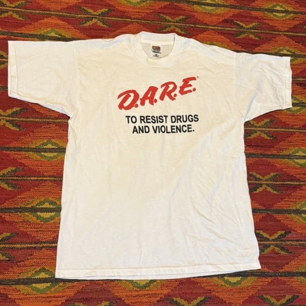 XL) 90s Vintage DARE 반팔 티셔츠 화이트