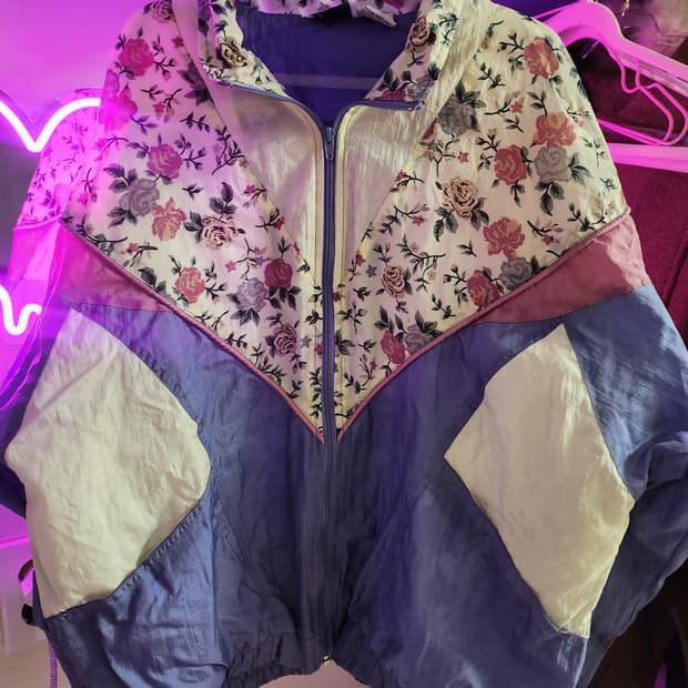 일본 빈티지 플라워 바람막이 자켓