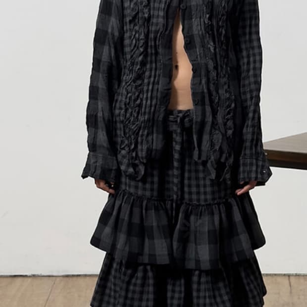 오픈와이와이 체크 스커트 M