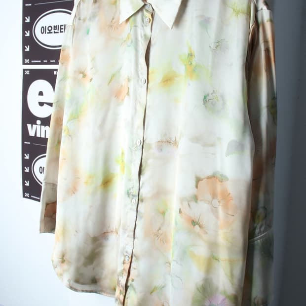W(L-XL) 자라 셔츠 남방 블라우스 플라워 패턴 노랑-H33538