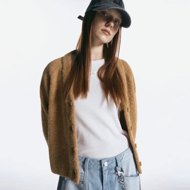 알파카 크롭 카디건 ORANGE