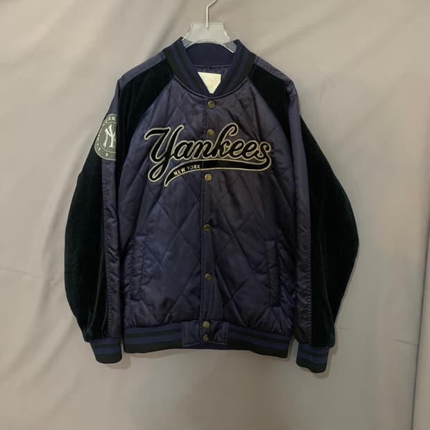 M MLB 뉴욕양키스 벨벳 새틴 퀼팅 바시티 스타디움 야구 자켓
