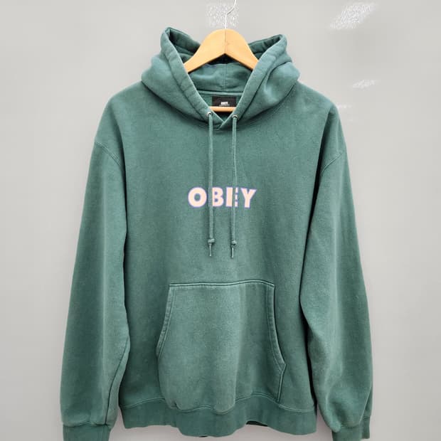오베이 OBEY 오버핏 그린색 후드티 [2020.11]
