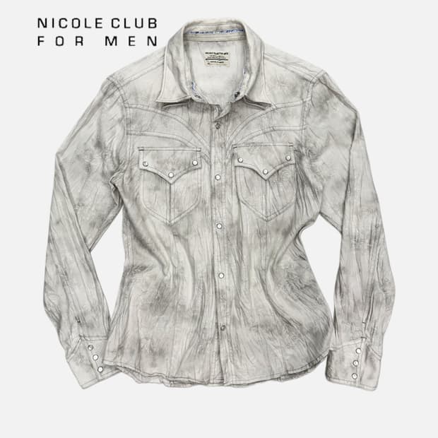 grunge flower wrinkle western shirt