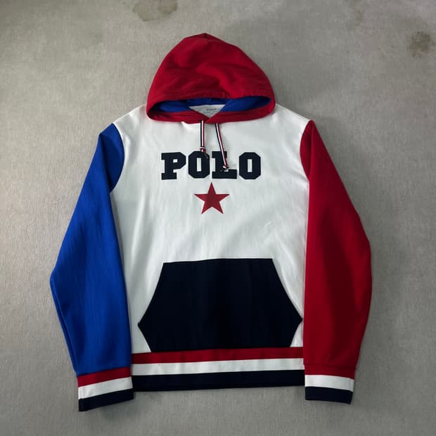 100 폴로랄프로렌 컬러 블럭 빅로고 후드티