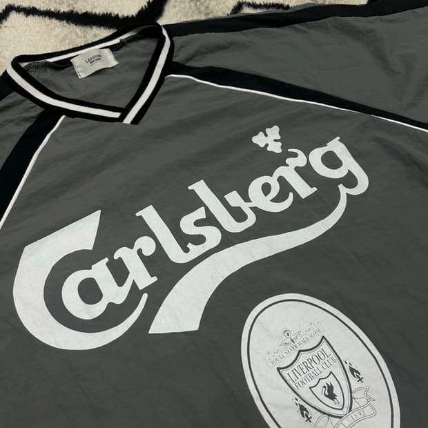 [실측XL]빈티지 칼스버그 리버풀 V넥 오버핏 웜업