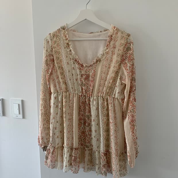 플라워 프린팅 블라우스