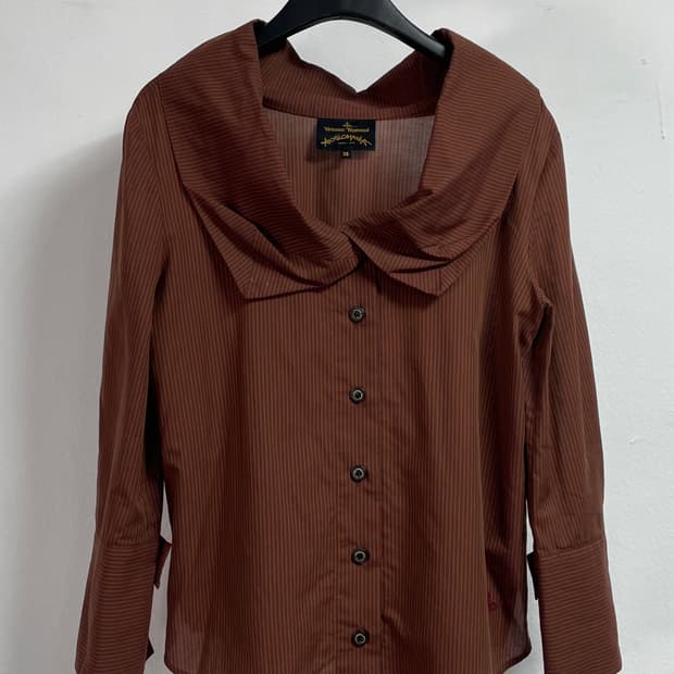 비비안웨스트우드 브라운 시스루 블라우스 (on.321)   